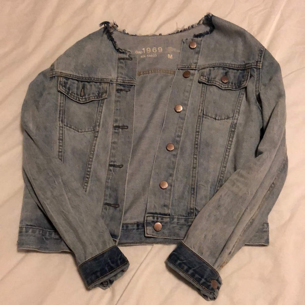 Ripped collar denim jacket GAP